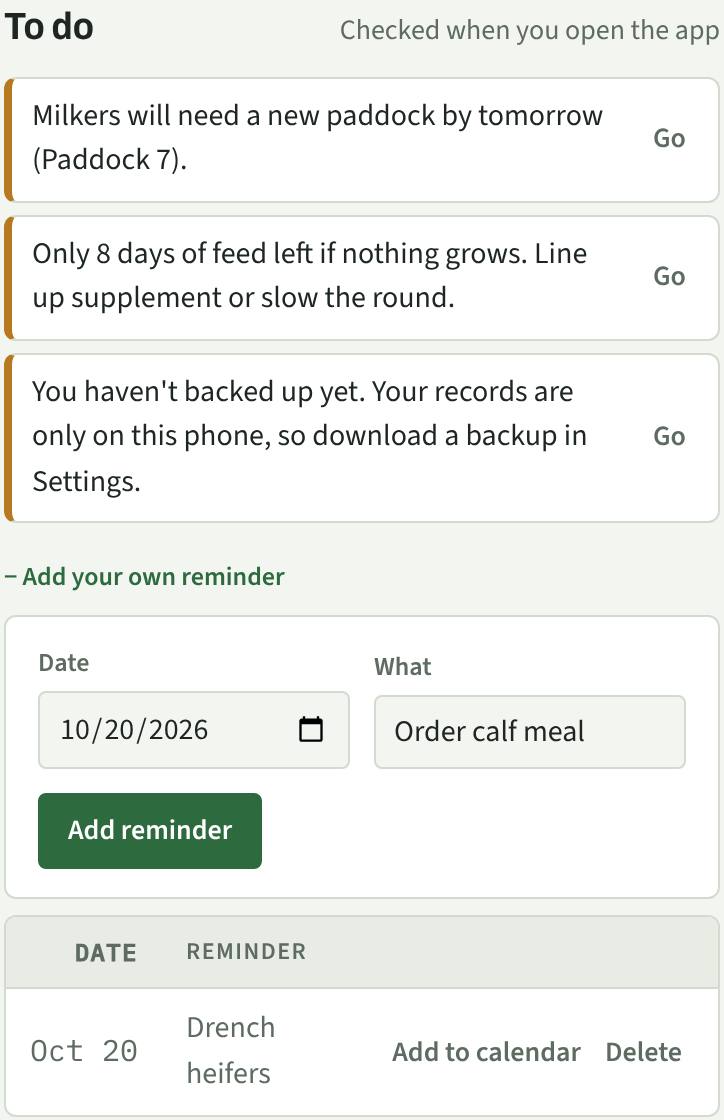 To do list with a reminder being added