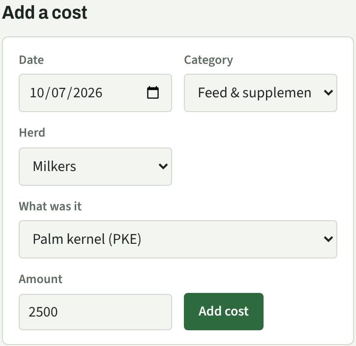 Add a cost form for PKE